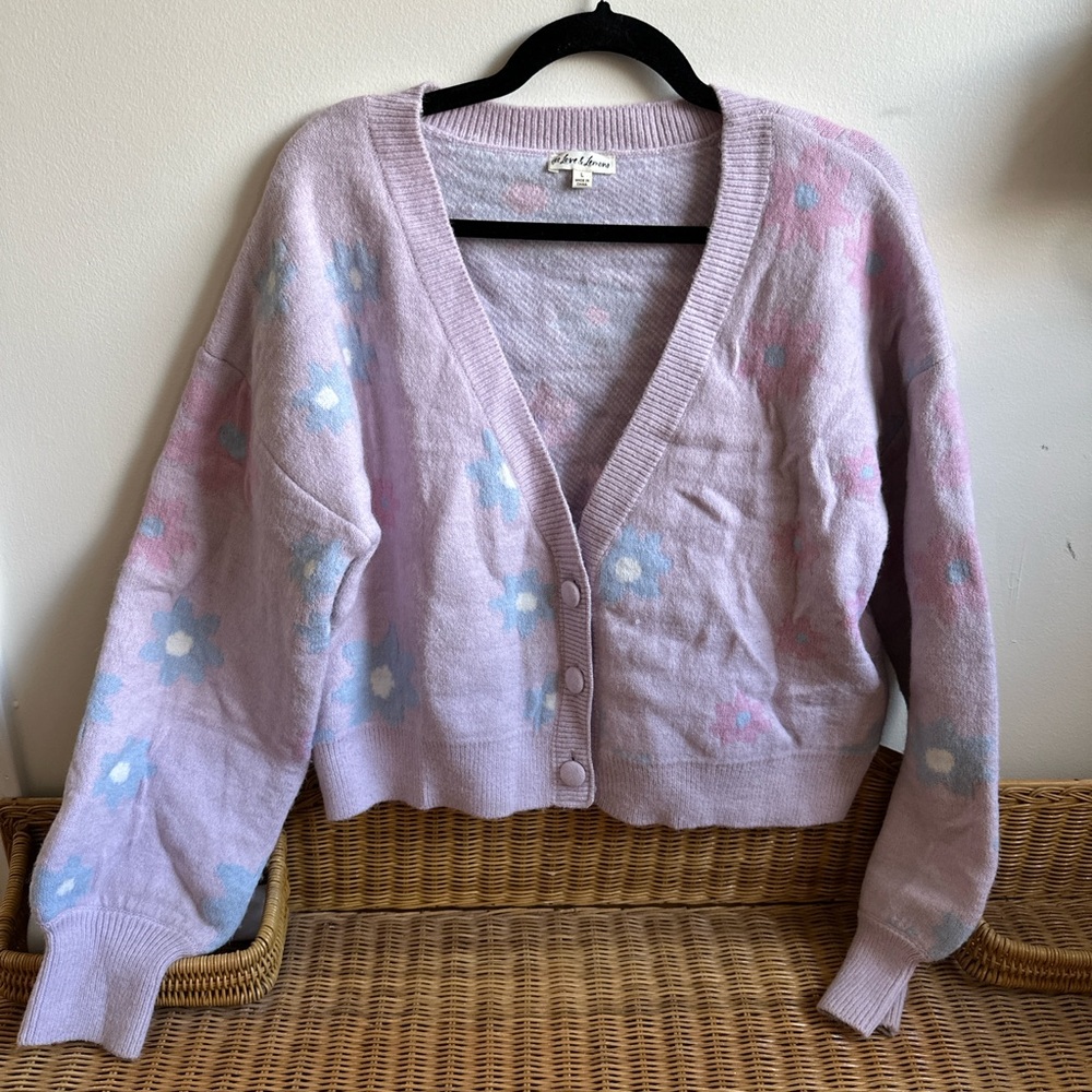 For Love and Lemons Pastel Floral Cardigan NWOT